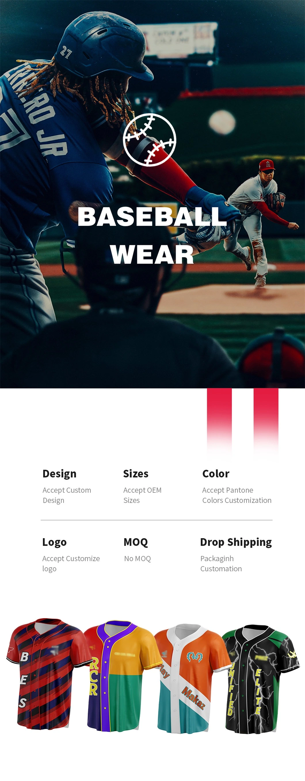 Wholesale High Quality OEM Baseball & Softball Wear for Club